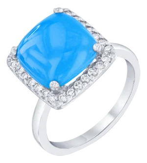 3.40 Carat Turquoise Diamond 14 Karat White Gold Cocktail Ring, Size 7