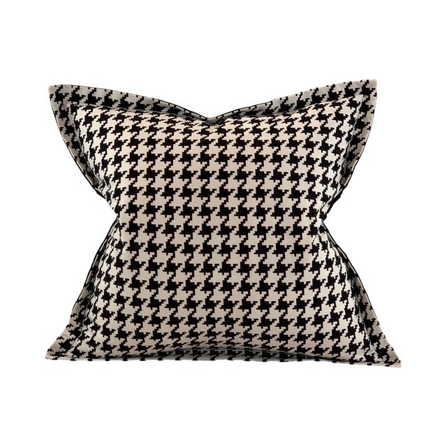 Designer Vicki Payne Free Spirit Black & White Check Dogstooth Houndstooth Pillow Covers- 20" Pair For Sale - Image 4 of 5