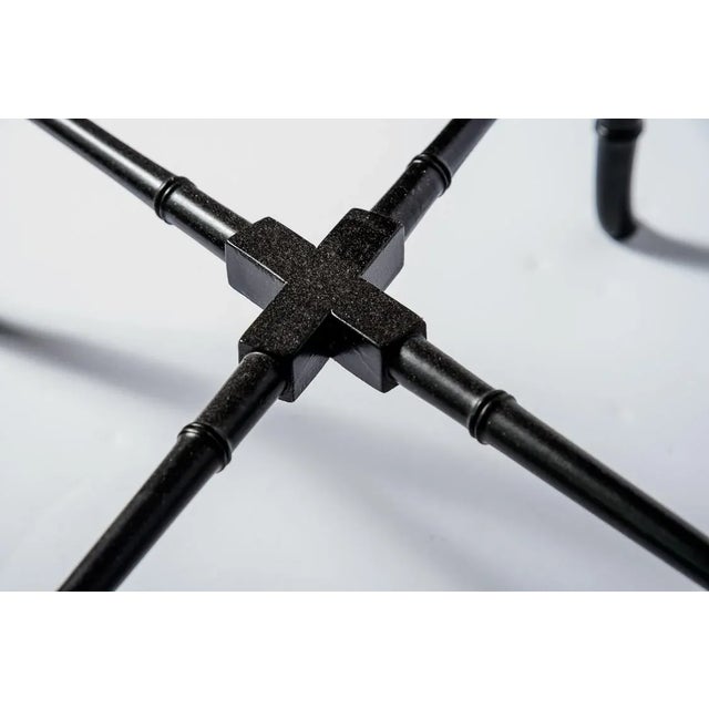 Pair French Drinks Table Faux Bamboo With Painted Birds Under Glass For Sale - Image 12 of 12