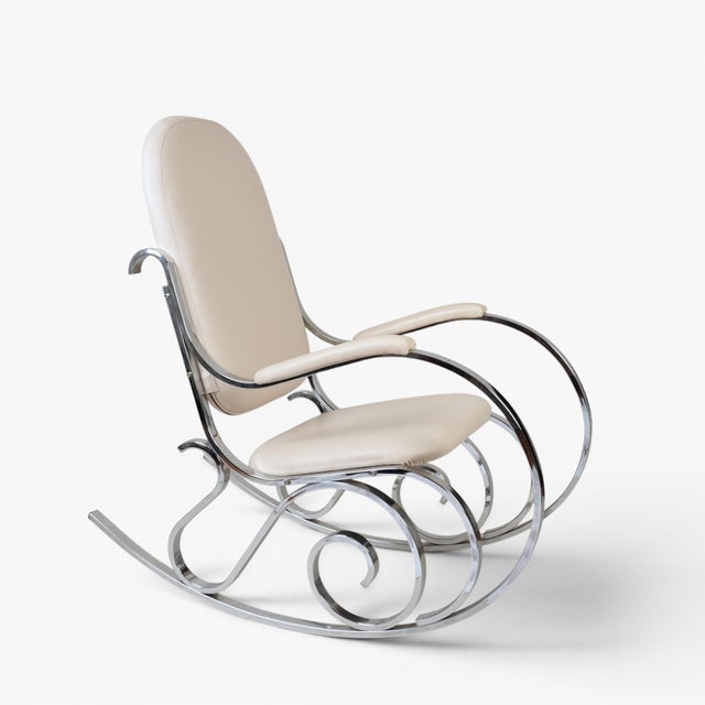 Mid-Century Modern 1970's Thonet Style Chrome Rocking Chair Attributed to Maison Jansen For Sale - Image 3 of 5