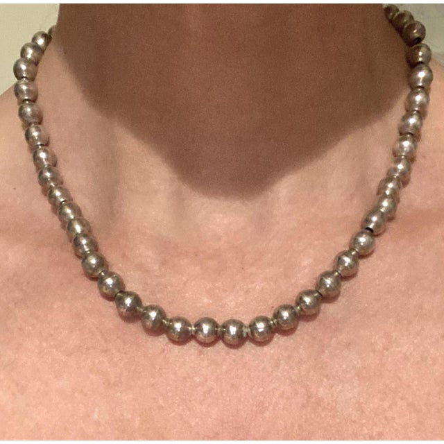 A beautiful sterling silver ball bead necklace, circa mid-20th century, Mexico. Mexican sterling silver pieces are known...