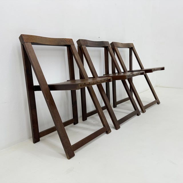 Vintage Wooden Folding Chairs by Aldo Jacober for Alberto Bazzani, 1960s, Set of 3 For Sale - Image 16 of 18
