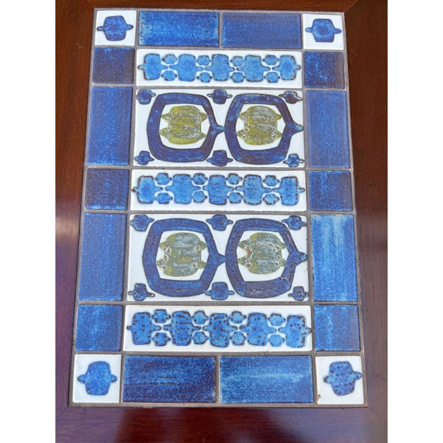 Vintage Danish Modern Style Accent Table With a Ceramic Inlay. For Sale - Image 11 of 12