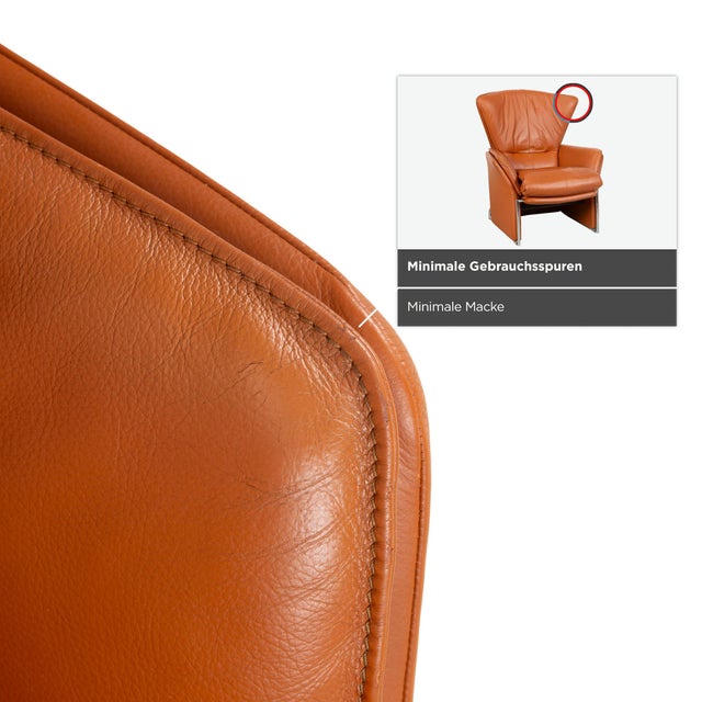 Unus Leather Chrome Armchair in Brown Cognac wirh Manual Function from FSM For Sale - Image 12 of 18
