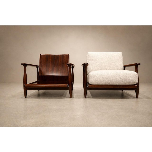 Pair of Armchairs in Brazilian Rosewood & Bouclé by Liceu de Artes, 1960s – Lot 218A For Sale - Image 13 of 14