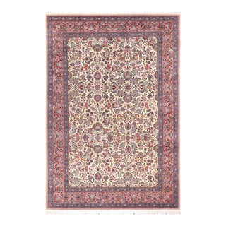 Elegant Floral Pak-Persian Ivory/Pink Wool Rug - 9'1'' X 12'3'' For Sale