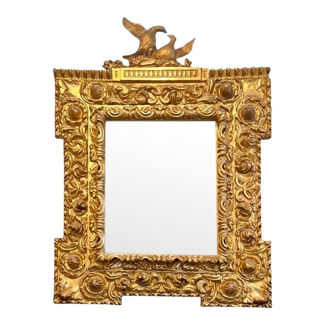 18th Century Spanish Antique Louis Xiv/Xv Gilded Mirror For Sale