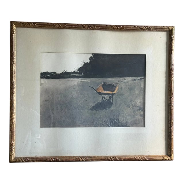 1960s Untitled, Wheelbarrow Landscape, David Ligare. Original Signed Work on Paper For Sale