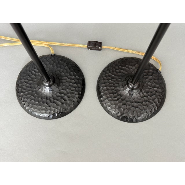 Vintage Torchiere Torch Light Vase Shaped Amber Beaux Arts Mission Style Table Lamps - A Pair For Sale - Image 15 of 16