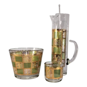Vintage Mid-Century Culver Prado Three Piece Cocktail Set