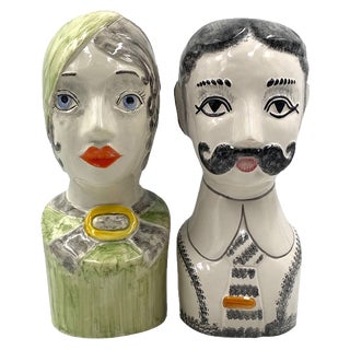 Half Bust Sculptures by Tarcisio Tosin for La Freccia, Vicenza, Italy, 1960s, Set of 2 For Sale