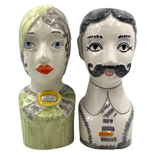 Half Bust Sculptures by Tarcisio Tosin for La Freccia, Vicenza, Italy, 1960s, Set of 2 For Sale