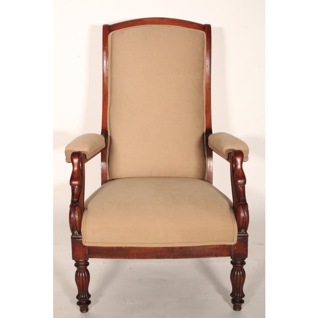 Louis Philippe Mahogany Armchair With Swan Carved Arms For Sale - Image 4 of 11