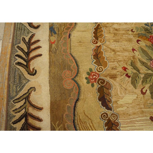 Textile Excellent Camel Color With Unique Florid Design American Hooked Rug For Sale - Image 7 of 9
