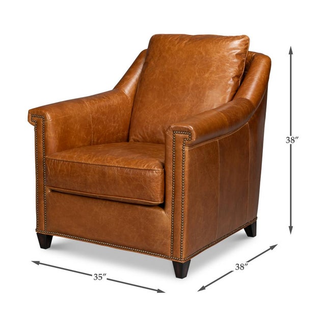 Light Brown Leather Accent Chair For Sale - Image 10 of 10