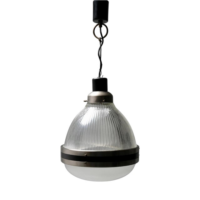 Pendant in Black Painted Metal and Glass by Sergio Mazza, Italy, 1960s For Sale