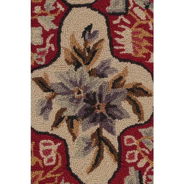 Rare Antique Hooked Rug With Red & Beige Floral Patterns, From Rug & Kilim For Sale In New York - Image 6 of 7