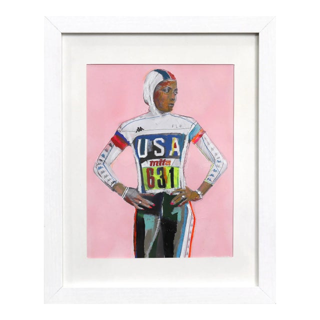 Flo - Colorful Figurative Painting on Paper Original Artwork by Fabio Coruzzi For Sale