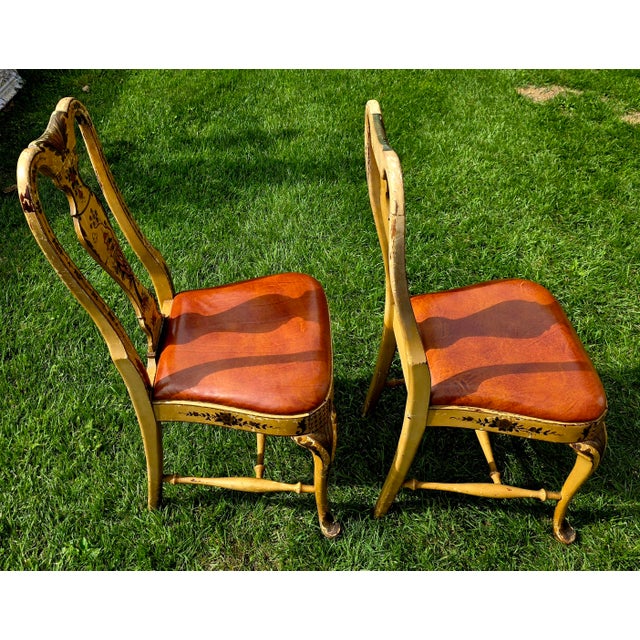 Two Queen Ann Style Chinoiserie Painted Chairs For Sale - Image 4 of 7