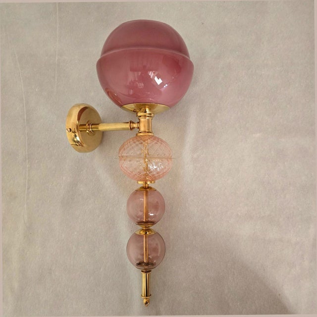 1990s Mid Century Modern Purple Murano Glass Sconces - a Pair For Sale - Image 4 of 13