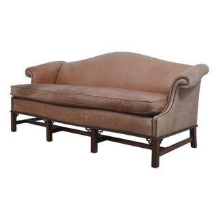 Hickory Chair Co Camelback Leather Sofa For Sale