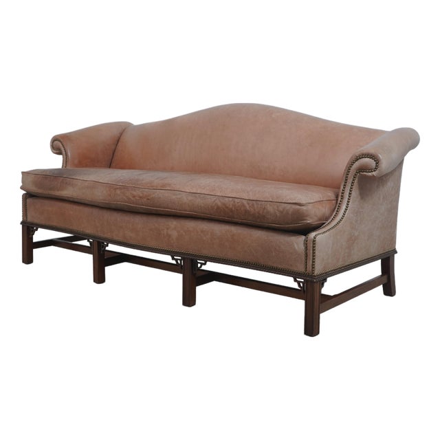 Hickory Chair Co Camelback Leather Sofa For Sale