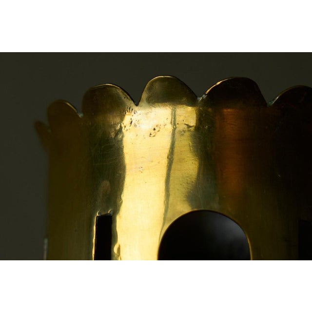 Metal Vintage Vase in Patinated and Perforated Brass, 1930s For Sale - Image 7 of 15