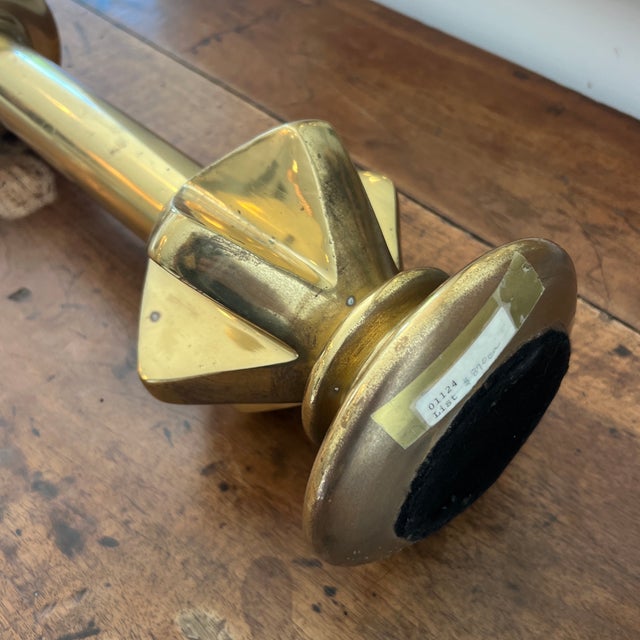 Mid 20th Century Modernist Mid Century Sculptural Solid Brass Candle Pricks- A Pair For Sale - Image 5 of 8