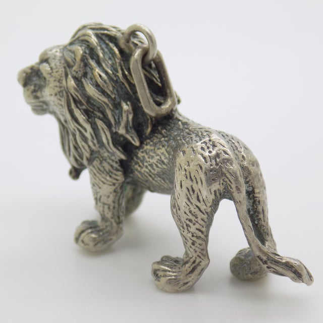 1960s Vintage Italian Handmade Genuine Silver Lion Detailed Figurine / Sculpture / Pendant For Sale - Image 5 of 10