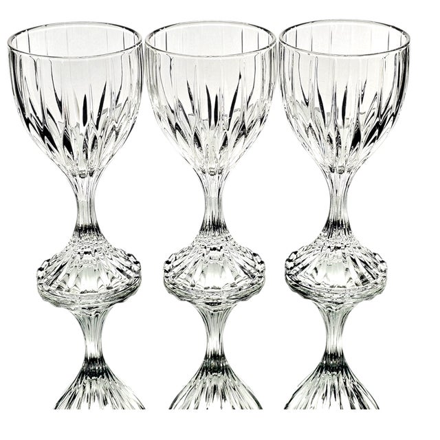 Contemporary Mikasa Park Lane Ribbed Crystal Water Goblets, Japan, 8 Oz For Sale - Image 3 of 11