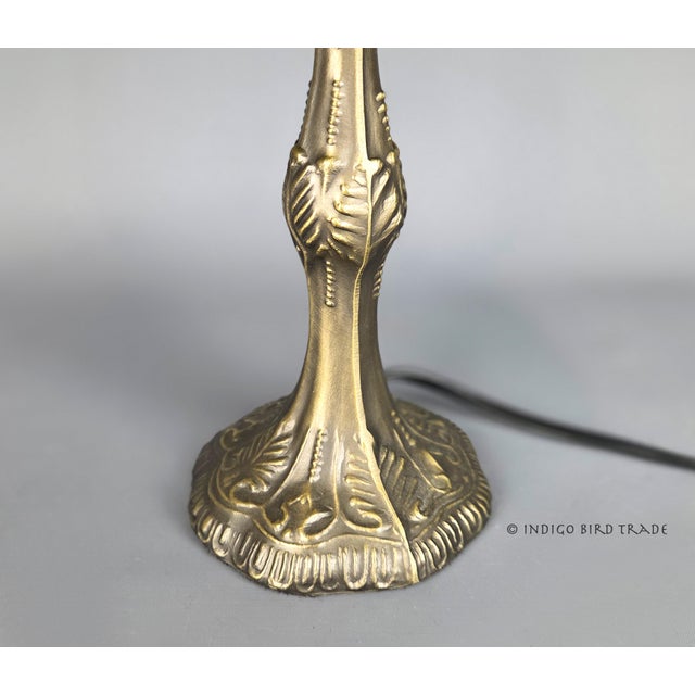 Vintage Stained Glass Floral Tiffany Style Desk Lamp For Sale In Greenville, SC - Image 6 of 7