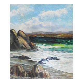 Mid 20th Century Modernist Coastal Seascape Painting For Sale
