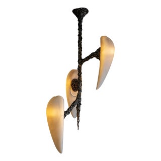 Lv-426 Vertical 3 Diffusers Pendant in Patinated Cast Bronze by William Guillon For Sale