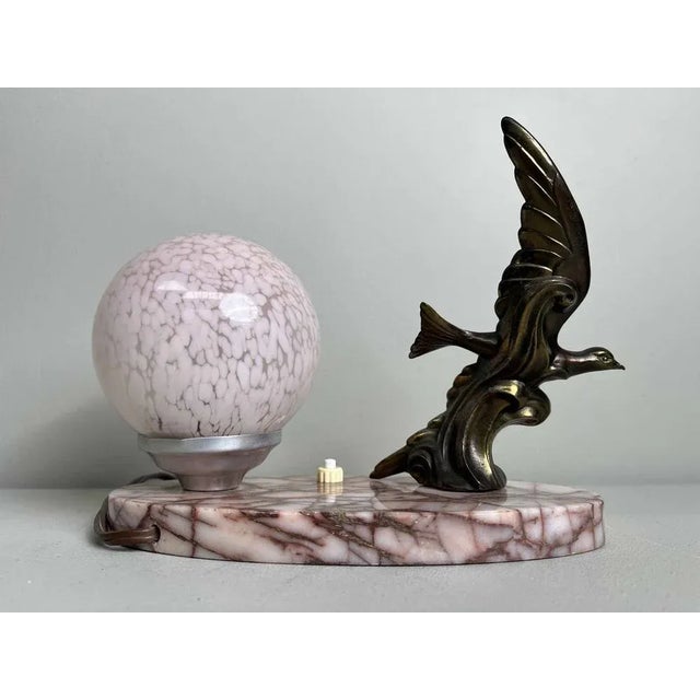 Glass Art Deco Bird Lamp, 1920s For Sale - Image 7 of 7