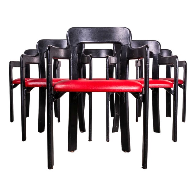 Ebonised Upholstered Armchairs by Bruno Rey, 1970s, Set of 6 For Sale