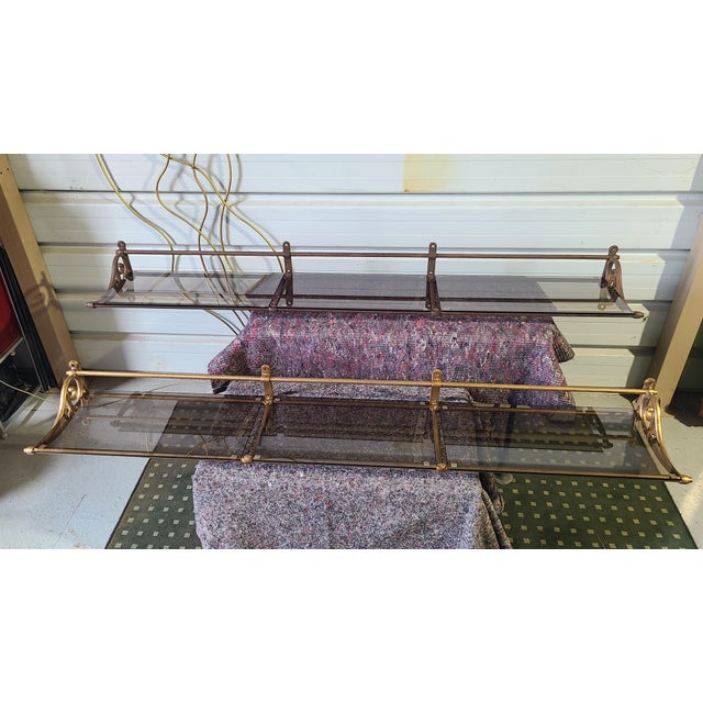 Cast Iron and Steel Shelves, 1900s, Set of 2 For Sale - Image 15 of 18