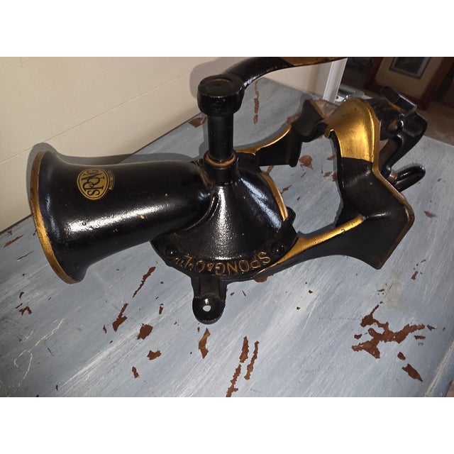 Black Antique English Cast Iron Coffee Grinder For Sale - Image 8 of 10