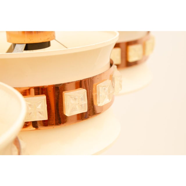 Vintage Hanging Lamp with Three Cut Glass Lampshades from Kamenický Šenov, 1970s For Sale - Image 11 of 17