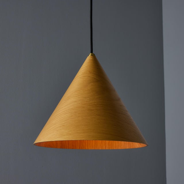 1970s Conical Wooden Pendant Lamp Attributed to Hans Agne Jakobsson For Sale - Image 11 of 15