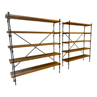 Rustic Reclaimed Wood and Iron Shelves - Set of 2 For Sale