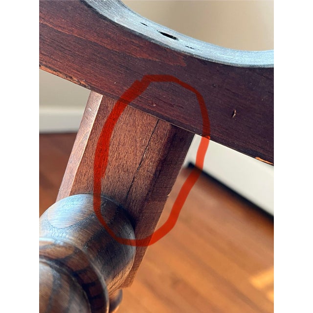 Late 19th Century Antique Victorian Decal Inlay Parlor Table With Spool-Turned Trestle Base For Sale In Denver - Image 6 of 12