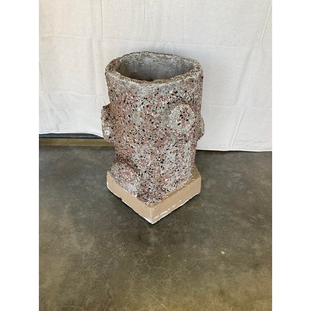 Vintage Faux Bois Concrete Tree Trunk Planter Pebble Style For Sale - Image 4 of 12