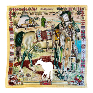 Hermes Les Cheyennes 1993 Oliver Kermit Silk Scarf