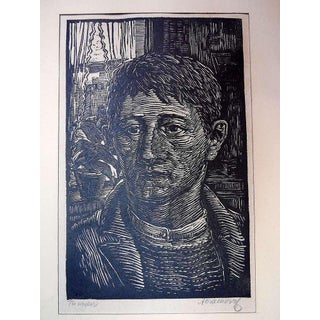 Albert Abramovitz, WPA Expressionist woodblock print. "The Worker" For Sale