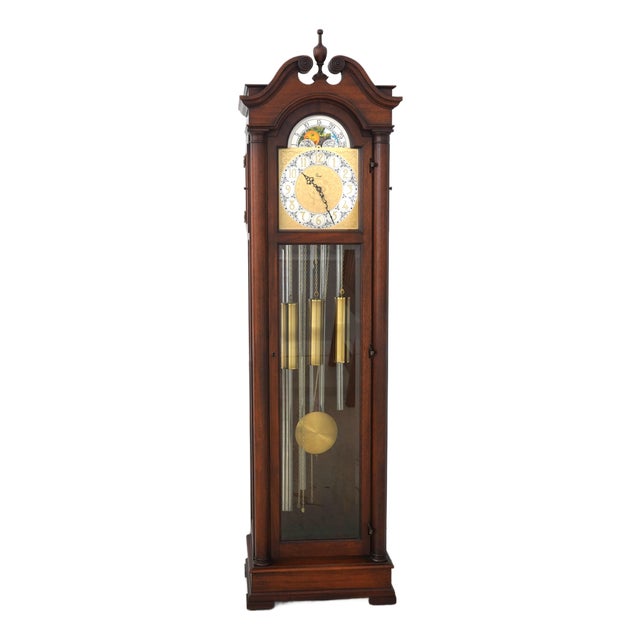 Colonial Mahogany 5 Tube Grandfather Clock For Sale