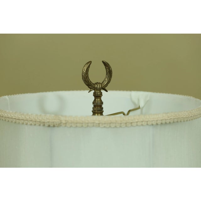 1990s Regency Style Brass Table Lamp W. Shade For Sale - Image 5 of 8
