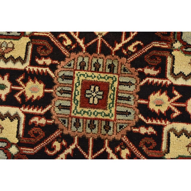 Red Heriz Rug 9′ X 11’10” Red Wool Tribal Hand-Knotted Oriental Carpet For Sale - Image 8 of 15