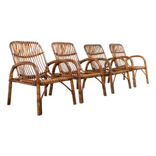 Italian Bamboo Chairs, 1950s, Set of 4 For Sale