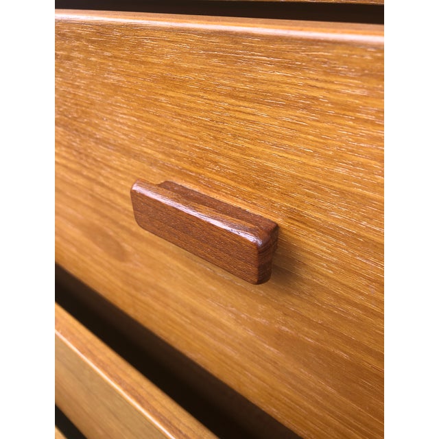 1960s Danish Modern Highboy Dresser With Carved Wood Drawer Pulls