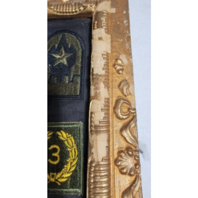 Wood Rare, One-of-a-Kind Wwi and Wwii Military Badges in Antique Art Deco Wood Frame For Sale - Image 7 of 10